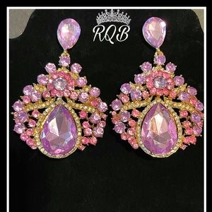 Pink and Lavender Chunky Chandelier earrings